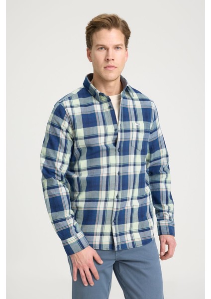Regular Fit Lacivert Erkek Gömlek W5A9R49 Uzun Kollu Gömlek modelleri