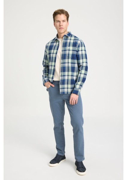 Regular Fit Lacivert Erkek Gömlek W5A9R49 Uzun Kollu Gömlek