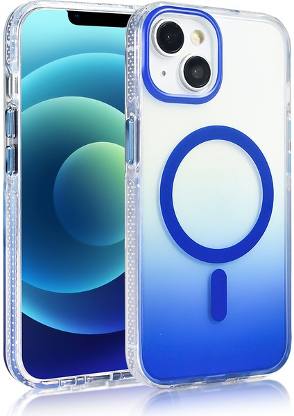 iPhone 13 Kılıf M-safe Şarj Özellikli Transparan Renk Geçişli Zore Toros Kapak + Hayalet Ekran Koruyucu modelleri