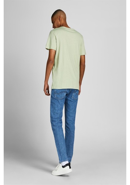 12205944_Jorcomfortbranding Tee Bisiklet Yaka Standart Kalıp Baskılı Açık Yeşil Erkek