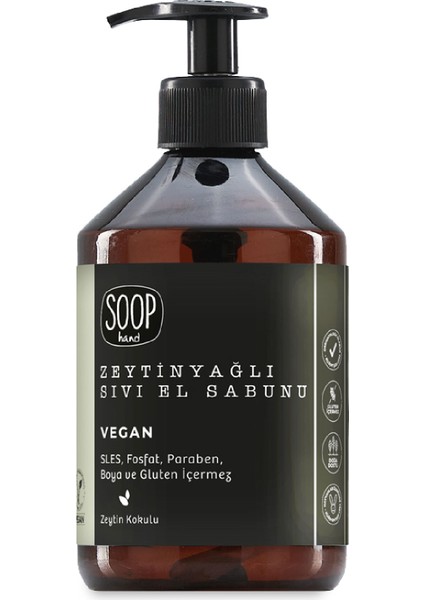 Hand Sıvı El Sabunu Zeytinyağlı | %100 Saf Zeytinyağlı | Vegan Ve Doğal İçerik | Kolay Durulanır | 500 ml