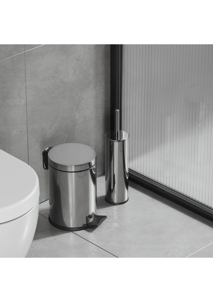 Basic Set - Klozet Fırçası + Çöp Kovası 3 L, 2 Parça, Parlak Krom Paslanmaz fiyatları