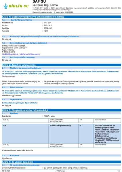 Deiyonize Demineralize Saf Su 20 Lt - 0 Ppm - Bidon fiyatları