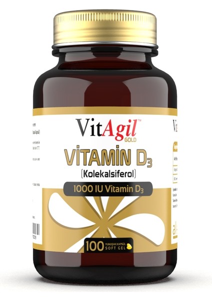 VitAgil GOLD 1000 IU Vitamin D3 - 100 Kapsül