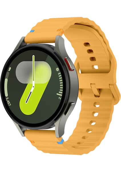 Samsung Galaxy Watch Active 2 40-44 mm Ile Uyumlu (20 Mm) Dalgalı Dikiş Detaylı Silikon Saat Kordonu