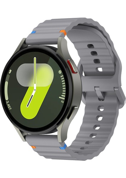 Samsung Galaxy Watch Active 2 40-44 mm Ile Uyumlu (20 Mm) Dalgalı Dikiş Detaylı Silikon Saat Kordonu