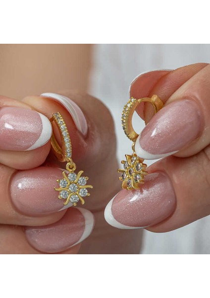 Gümüş Gold Sallantılı Güneş Kadın Küpe