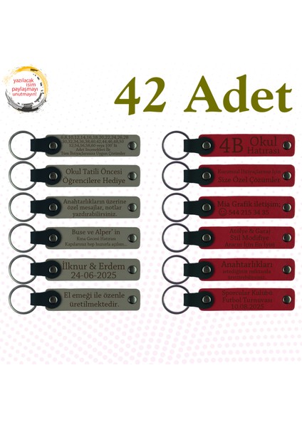 Kül Gri & Kırmızı, 42’li Set, Kişisel Yazılı Hatıra Anahtarlık, Satranç Kulübüne Katılanlara Hatıra