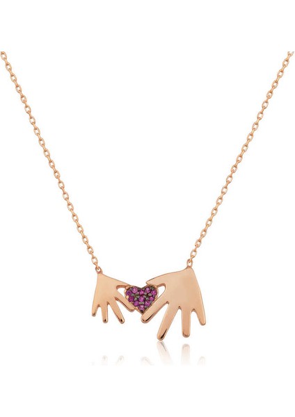 Gümüş Rose Anne Çocuk Eli Bayan Kolye