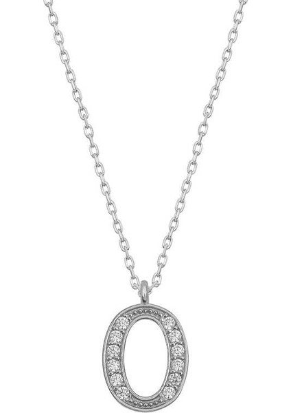 Gümüş Rodyum O Harfi Kadın Kolye