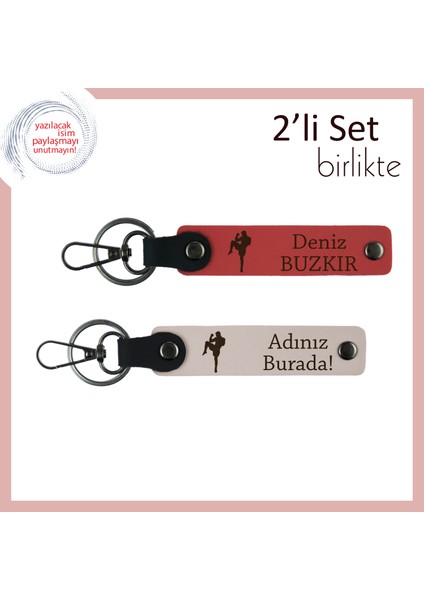 Boks Temalı Anlamlı Armağan, Erkek Sporcuya Kişisel Yazı Eklenebilir Anahtarlık, Nar Çiçeği-Pudra