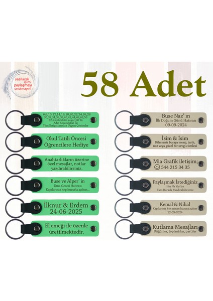 Fıstık Yeşili & Sütlü Kahve, Basketbol Takımına Motivasyon Hediyesi, 58’li Set, Isimli Anahtarlık