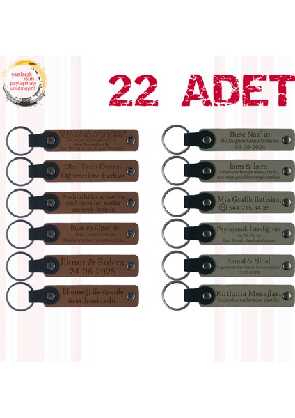 A Kahve & Kül Gri, Söz Töreni Için Unutulmaz Hediye, 22’li Set, Tarih ve Isimli Deri Hatıra