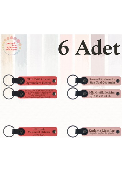 Nar Çiçeği & Yavru Ağzı, 6’lı Set, Isim Yazılabilen Deri Anahtarlık, Konferans Katılımcılarına Anı