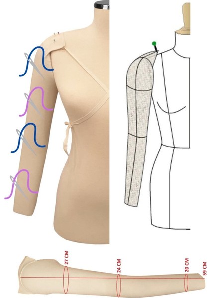 Sünger Komple Iğne Batabilen Seyyar Sağ Taraf 36/38/40 Beden Uyumlu Prova Mankeni Kolu fırsatları
