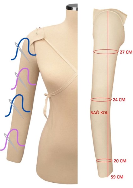 Sünger Komple Iğne Batabilen Seyyar Sağ Taraf 36/38/40 Beden Uyumlu Prova Mankeni Kolu indirimleri
