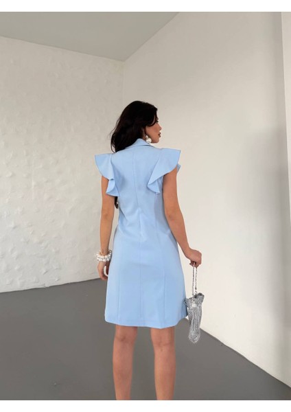 Kadın Kruvaze Yaka Fırfır Detaylı Elbise fırsatları