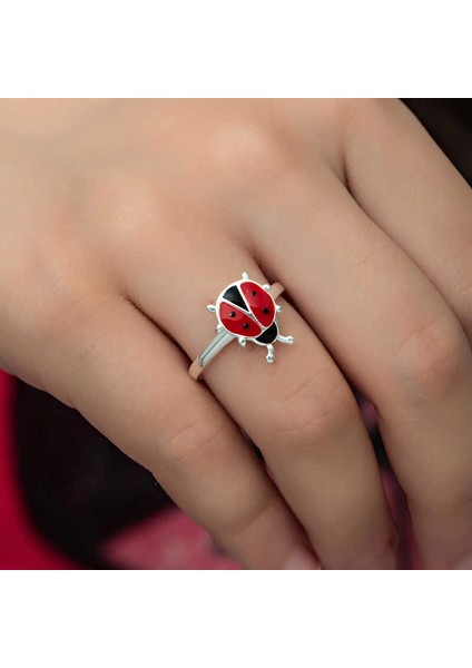 Gümüş Uğur Böceği Çocuk Kız Yüzük fırsatları