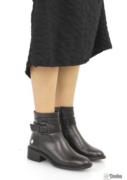 Mammimia Kadın Hakiki Deri Ortopedik Klasik Tarz Alçak Topuklu Bot M26/KB8075