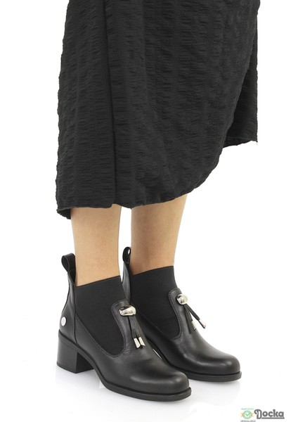 Mammimia Kadın Kısa Kalın Topuklu Bağcıksız Hakiki Deri Ortopedik Kısa Klasik Bot M26/KB1805 modelleri