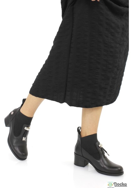 Mammimia Kadın Kısa Kalın Topuklu Bağcıksız Hakiki Deri Ortopedik Kısa Klasik Bot M26/KB1805 fırsatları