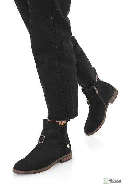 Mammimia Kadın Bağcıksız Hakiki Deri Ortopedik Düz Taban Kısa Klasik Bot M26/KB8305