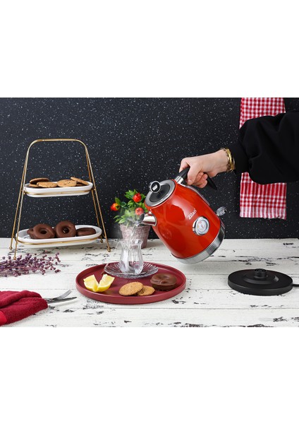 Retro Su Isıtıcısı, 1,7l, 2200W, Şık Kırmızı Tasarım fırsatları