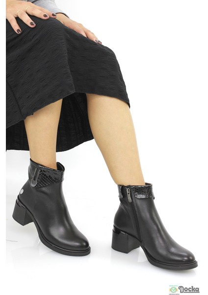 Mammimia Kadın Hakiki Deri Ortopedik Fermuarlı Klasik Kalın Topuklu Bot M26/KB8430 modelleri