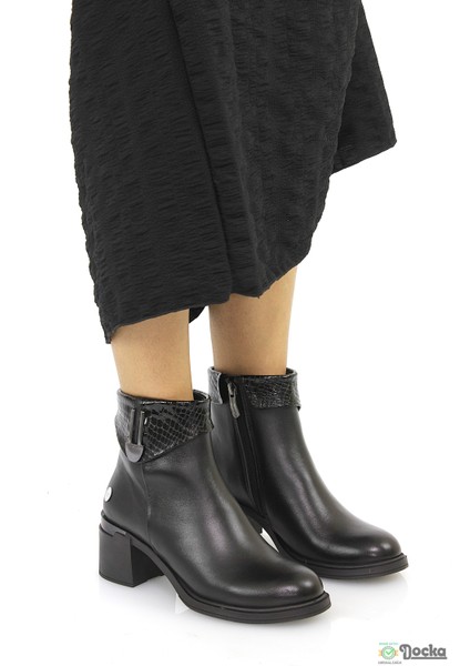 Mammimia Kadın Hakiki Deri Ortopedik Fermuarlı Klasik Kalın Topuklu Bot M26/KB8430 fırsatları