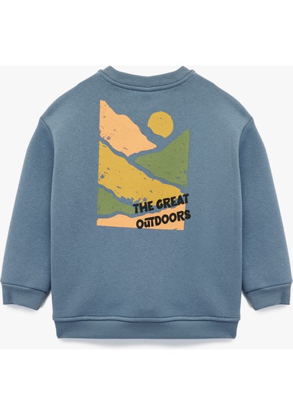 Baskı Detaylı Bisiklet Yaka Uzun Kollu Sweatshirt fiyatları