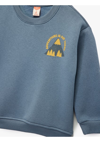 Baskı Detaylı Bisiklet Yaka Uzun Kollu Sweatshirt modelleri