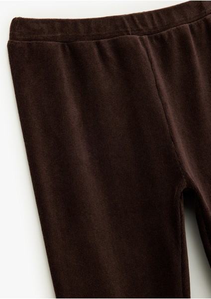 Beli Lastikli Yüksek Bel Basic Kadife Tayt modelleri