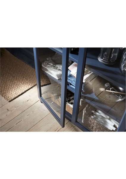 Cam Kapaklı Kitaplık, Koyu Mavi, 80X30X202 cm fırsatları