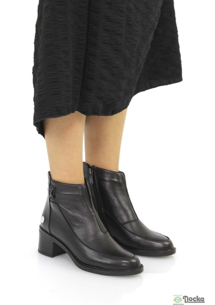 Mammimia Kadın Hakiki Deri Ortopedik Klasik Kalın Topuklu Bot M26/KB1910