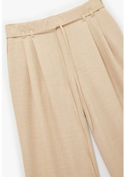 Beli Bağcıklı Pileli Düz Geniş Paça Palazzo Pantolon modelleri