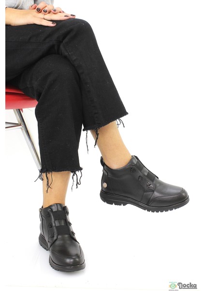 Mammimia Kadın Hakiki Deri Ortopedik Bağcıksız Kısa Bot M26/KB1730