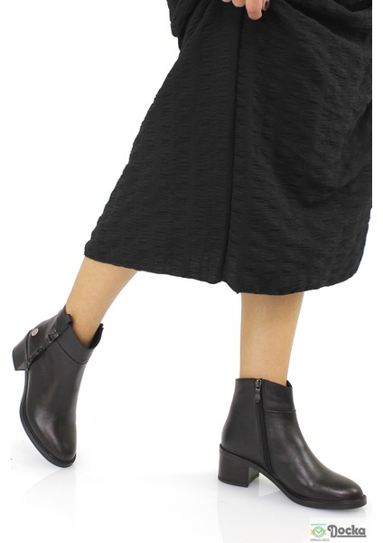 Mammimia Kadın Hakiki Deri Ortopedik Klasik Kalın Topuklu Bağcıksız Bot M26/KB8025 modelleri