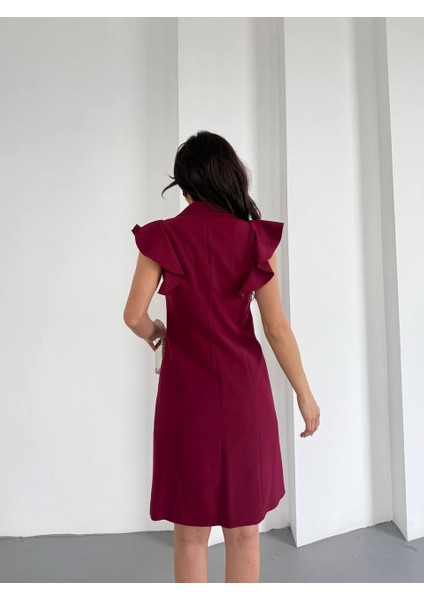 Kadın Kruvaze Yaka Fırfır Detaylı Elbise indirimleri