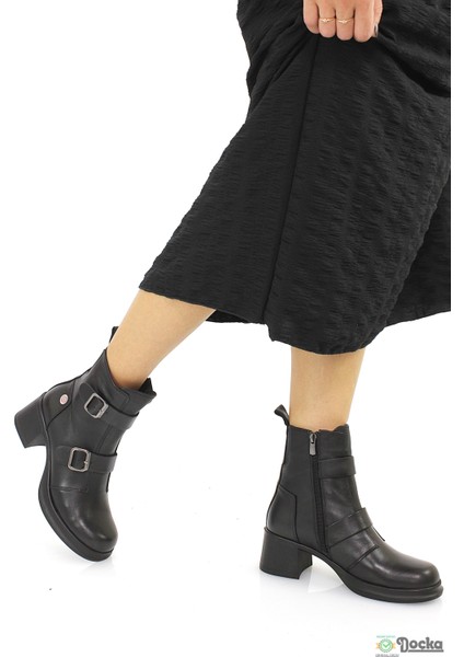 Mammimia Kadın Hakiki Deri Ortopedik Klasik Kalın Topuklu Spor Tarz Bot M26/KB8570 modelleri