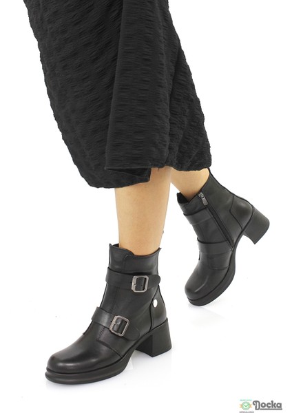 Mammimia Kadın Hakiki Deri Ortopedik Klasik Kalın Topuklu Spor Tarz Bot M26/KB8570 fırsatları