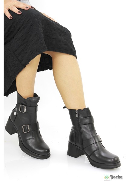 Mammimia Kadın Hakiki Deri Ortopedik Klasik Kalın Topuklu Spor Tarz Bot M26/KB8570 indirimleri