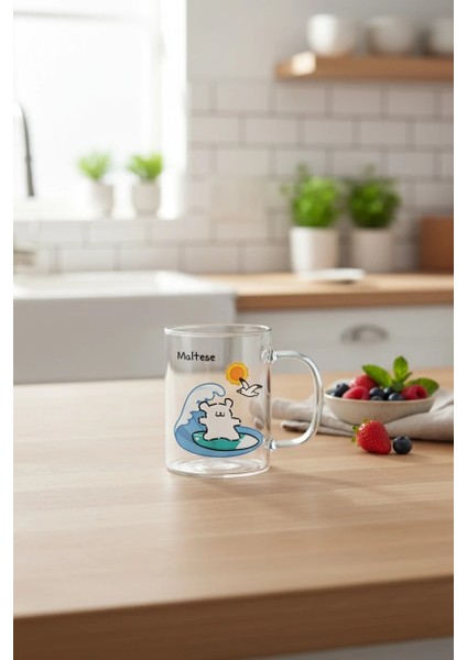 Maltese Lisanslı Borosilikat Cam Bardak (420ML) - Mavi