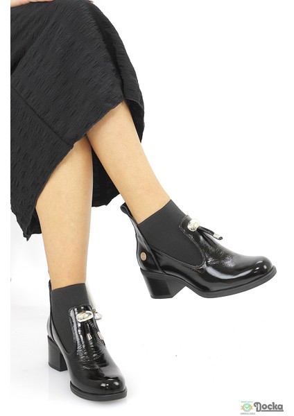 Mammimia Kadın Kısa Kalın Topuklu Bağcıksız Hakiki Deri Ortopedik Kısa Klasik Bot M26/KB1805 modelleri