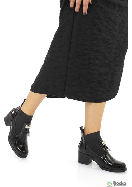 Mammimia Kadın Kısa Kalın Topuklu Bağcıksız Hakiki Deri Ortopedik Kısa Klasik Bot M26/KB1805 fırsatları