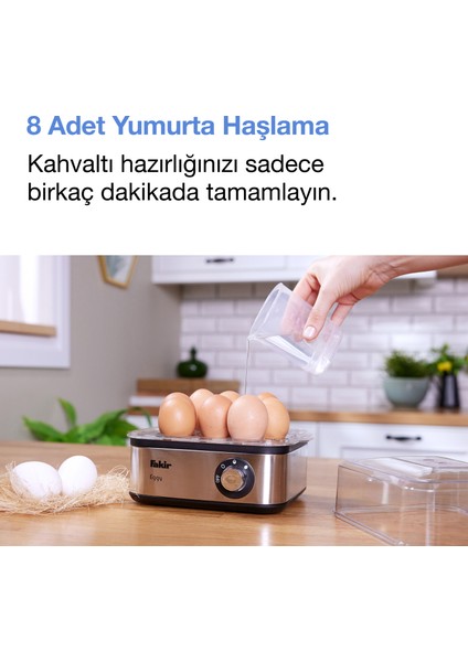 Eggy Master Yumurta Pişirici - 8 Yumurta Kapasitesi, 500 W Güç, Paslanmaz Çelik Gövde, Sert ve Yumuşak Pişirme Seçenekleri fırsatları