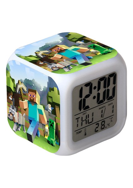 Wekity Anime Çalar Saat Tek Parça LED Kare Saat Zaman, Sıcaklık, Alarm, Tarih ile Dijital Çalar Saat (Yurt Dışından)