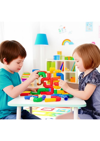 Blok Boru Puzzle Renkli Eğitici Birleştirme Oyuncak Seti 72 Parça