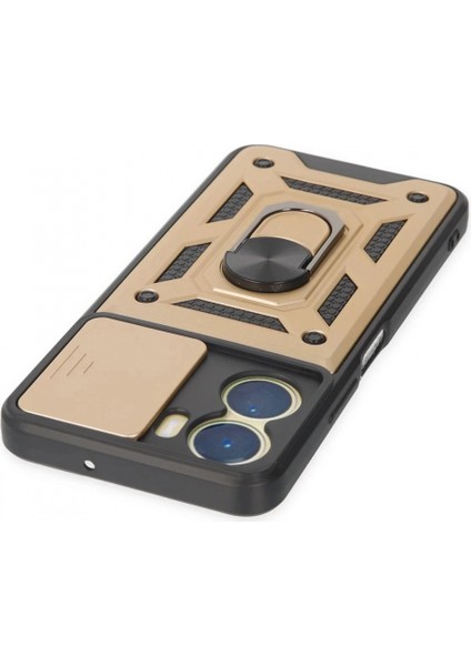 Vivo Y16 Kılıf Pars Lens Yüzüklü Silikon - Gold indirimleri