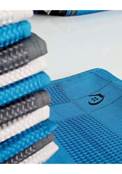 Mikrofiber Cam Bezi Genel Temizlik Bezi Mutfak Banyo Yüzey 6 Adet Mavi Antrasit Gri 40X60CM fırsatları