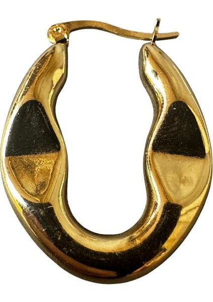 2423 Ortadan Ezme Model Oval Küpe